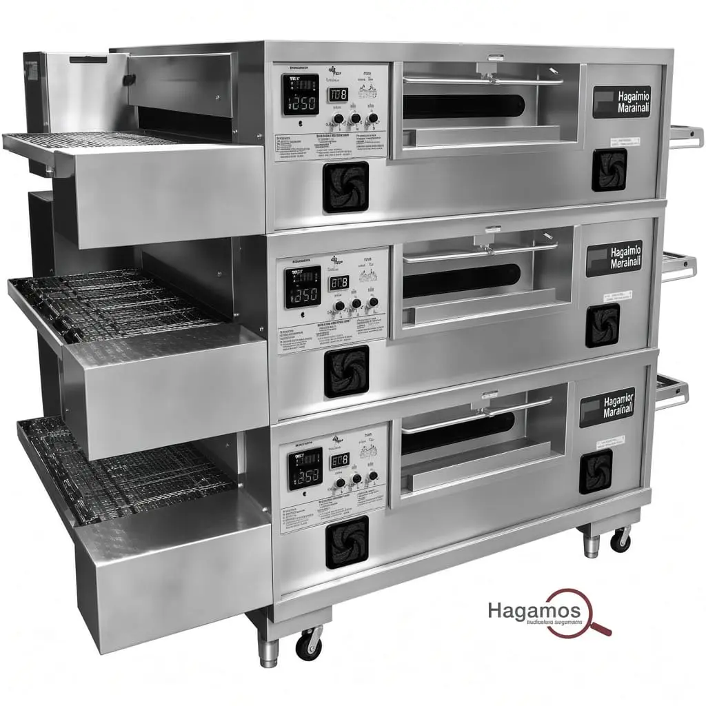 Horno Middleby Marshall PS670 triple cámara Horno de banda continuo Middleby Marshall PS670 para producción masiva de pizza